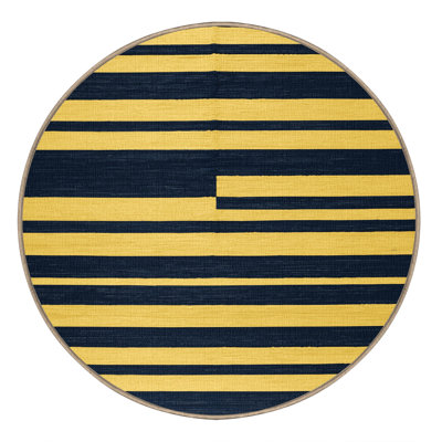 Tapis jaune à rayures horizontales lavable à la machine