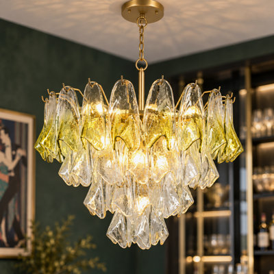 17-Light 33.5" W Empire Accent Chandelier with Two-Tone Glass