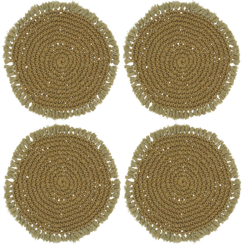 Jaelyn Collection Cotton Round Placemat, Beige