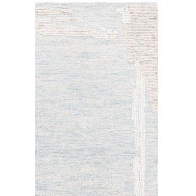 Harvest 304 Hand Tufted Wool; Cotton Abstract Rug in Light Blue/Ivory