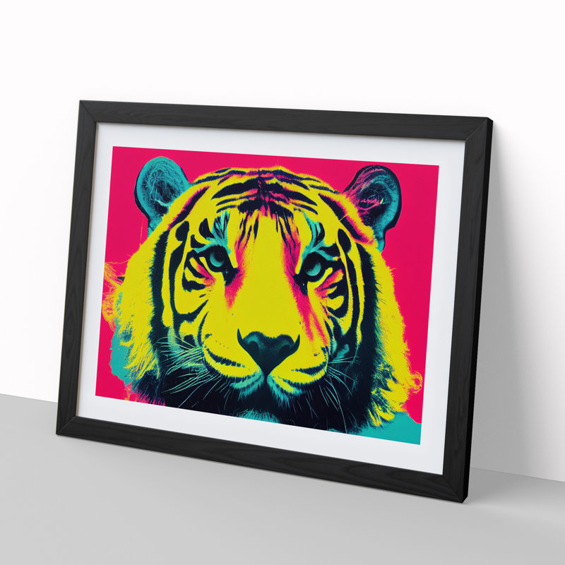 Colourful Tiger Art Abstract - Framed Print, 25cm H x 34cm W x 2cm D