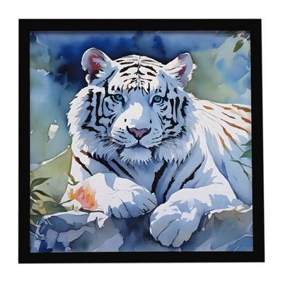 Tigre blanc, impression sur métal encadrée