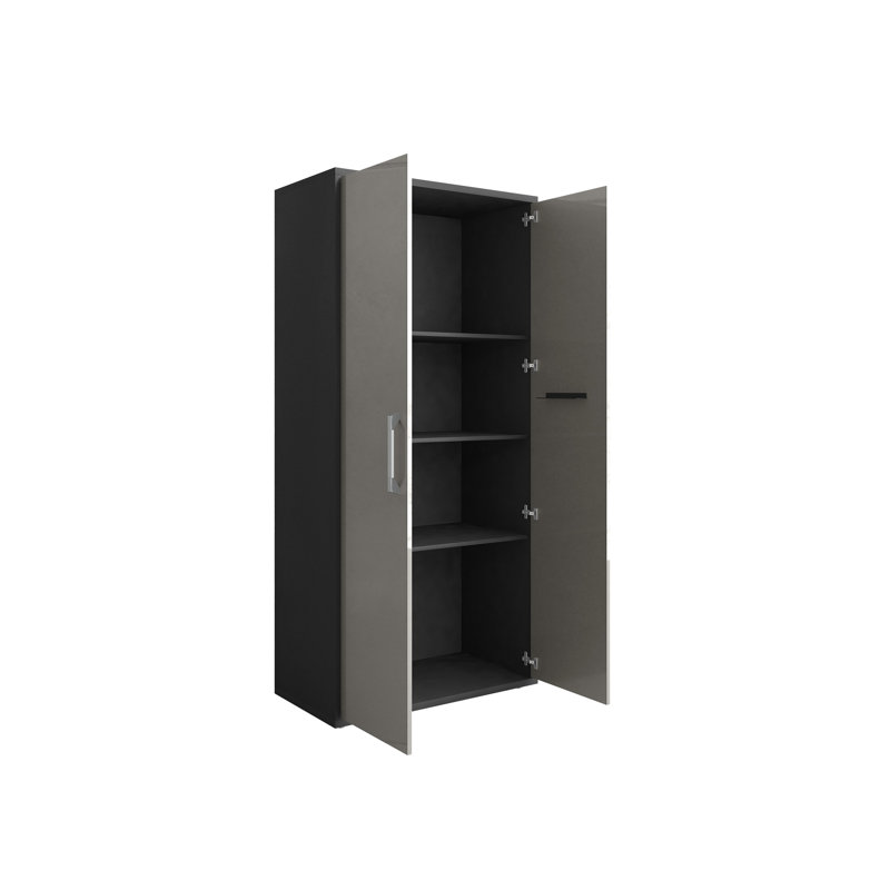 Aseem 2 Piece Single Storage Cabinet ( 73.43'' H x 70.86'' W x 17.72'' D), Black/Gray