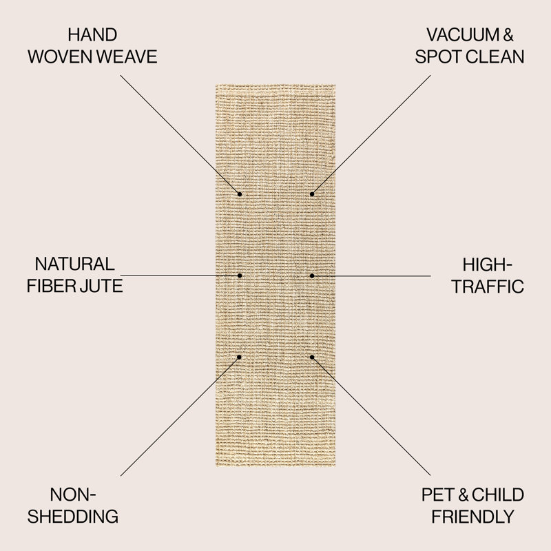Ehmann Hand Woven Chunky Jute Ivory Rug, Runner 2'2" x 10'
