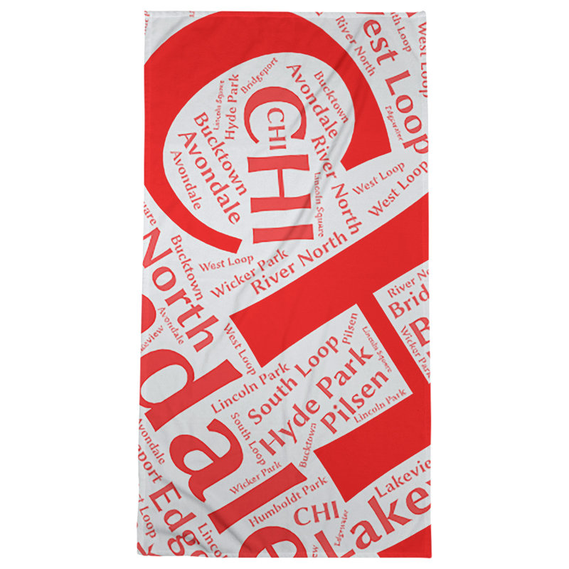 Bath Towel, Red, Microfiber, Chicago