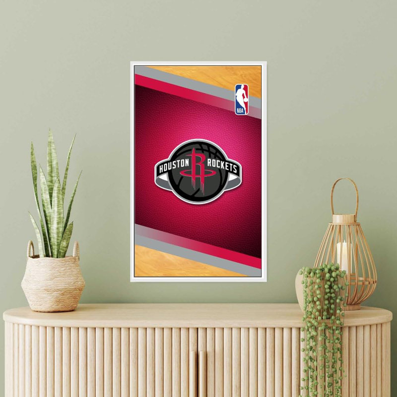 «Houston Rockets NBA», art mural sur toile - Équipe de basketball sous licence officielle - prêt à être accroché, Blanc