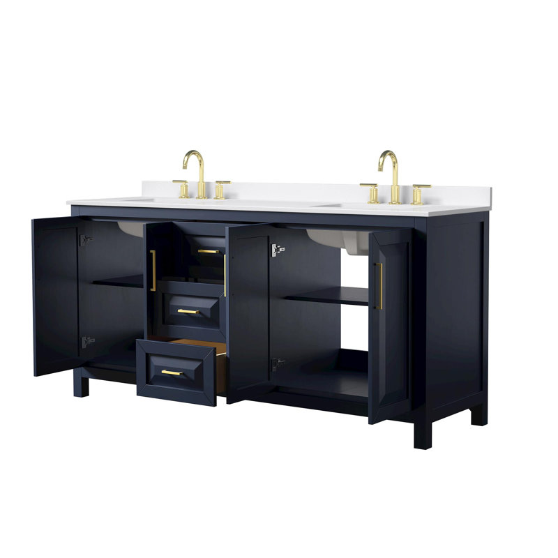 Daria 72'' W Vanity, Giotto Quartz, Blue, Brushed Gold