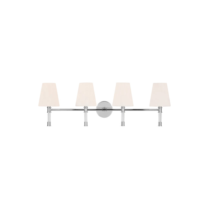 Éclairage pour meuble-lavabo à 4 lumières Michelly, Nickel poli, 4, H 11 po x l 34,1 po x P 7,4 po