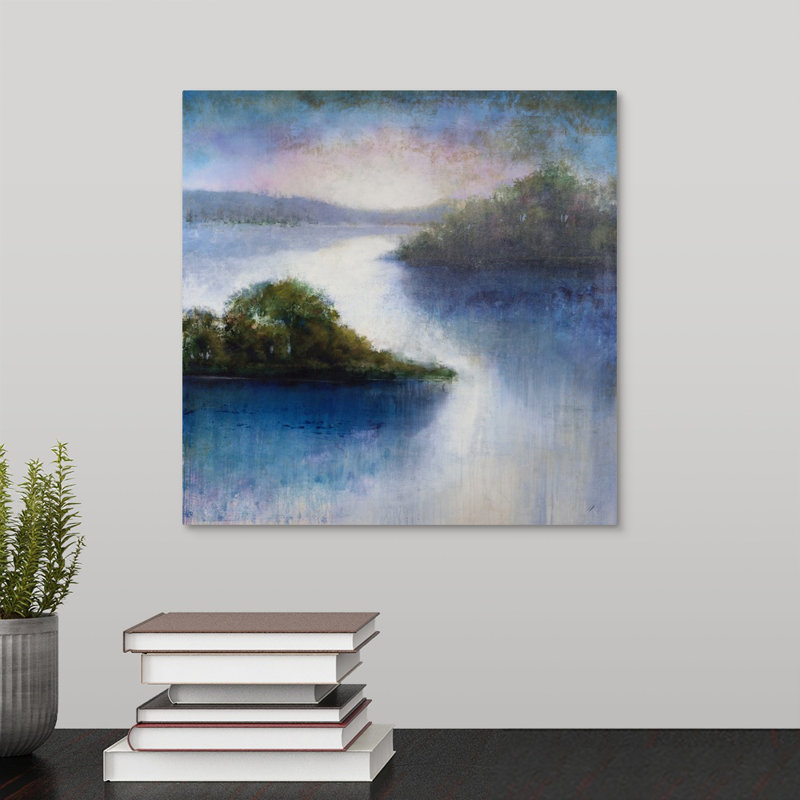 « matinée river », peinture sur toile, Toile tendue, H 12 po x l 12 po x p 1,25 po
