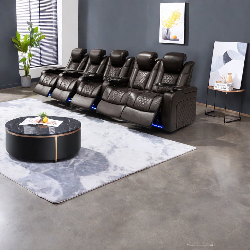 Luxueux fauteuil inclinable réglable en cuir véritable, confort moderne, cinéma maison