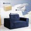 Canapé-lit à compression pour chien pour adultes et animaux de compagnie, canapé de sol moderne avec coussin, tissu en velours côtelé, sans assemblage, bleu foncé