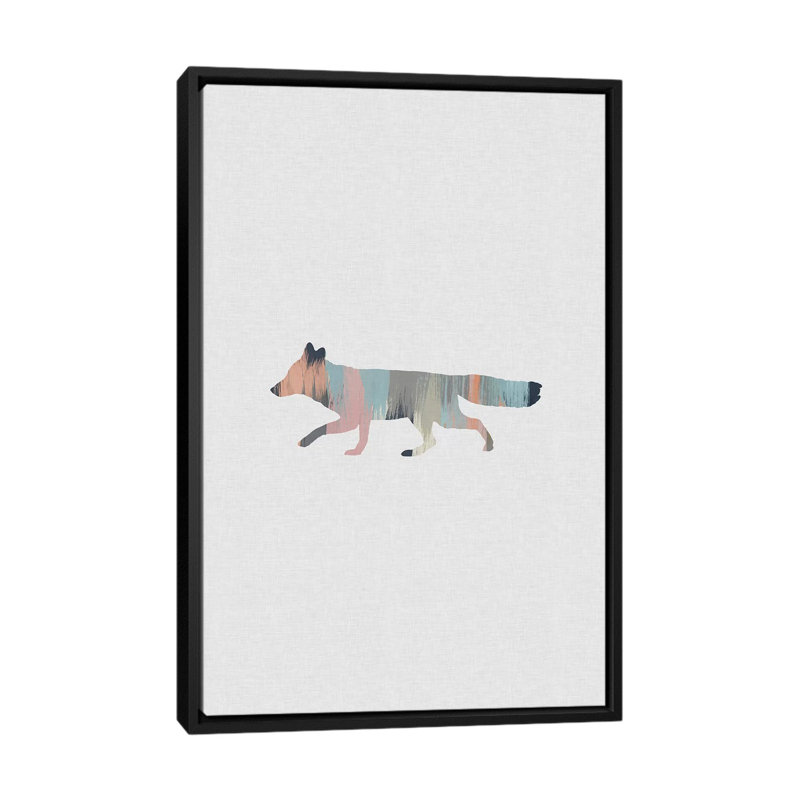 Pastel Fox - impression d'art graphique, H 60 po x l 40po x P 1,5 po, Toile avec cadre noir