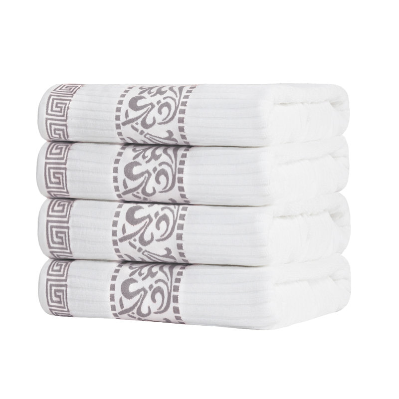 Ensemble de 4 serviettes de bain Mikira Athens, Blanc/chrome