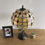 Lampe de table Meryem Tiffany avec haricots de cristal en verre teinté doré et ampoule DEL H 22 po x l 12 po x P 12 po