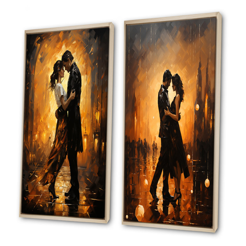 «Dance Tango Couple Harmony» - ensemble d'art mural sur toile Dance, Cadre flottant brun, H 28 po x l 25 po