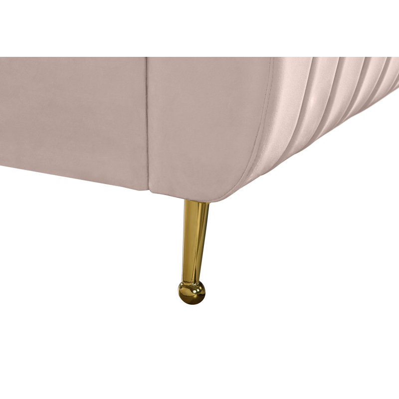 Upholstered Platform Bed, Pink Velvet, Full