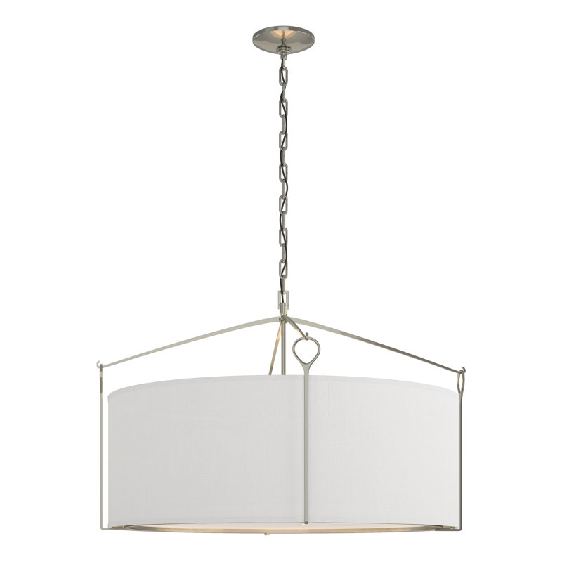 Bow 4 - Light Drum Chandelier, 19.4" H x 30" W x 30" D, Sterling, Natural Anna