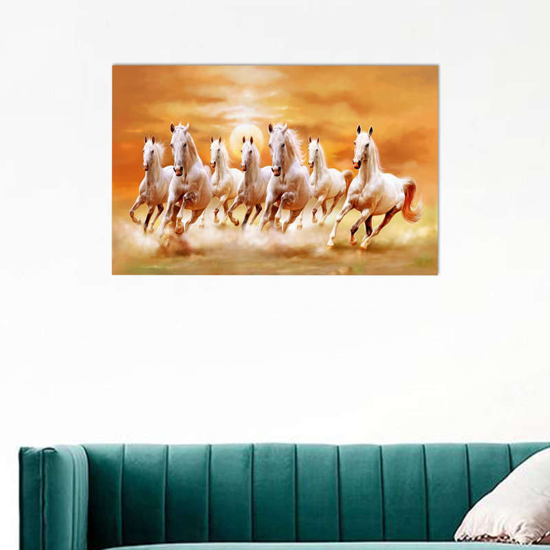Superbe art mural en verre trempé de course à pied parfait pour les amateurs de chevaux, H 9,1 po x l 14,2 po