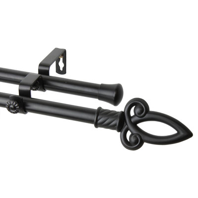 Kempson Steel Rod/Resin Finials Adjustable Double Curtain Rod