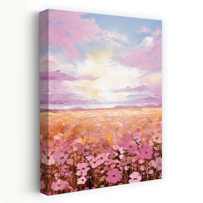 Art du coucher de soleil abstrait rose, H 24 po x l 16 po