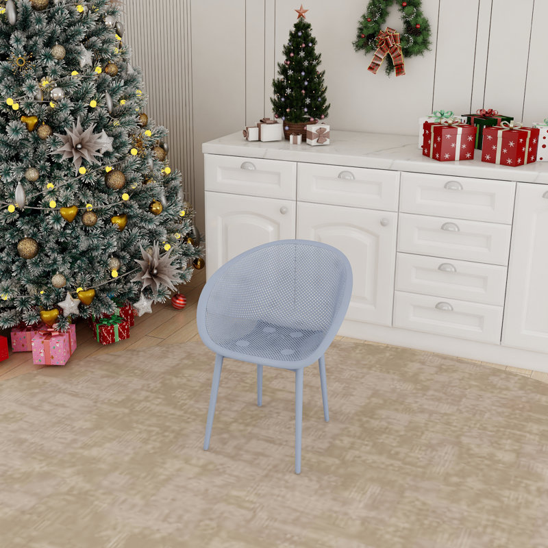Chaise de salle à manger d'extérieur empilable 2 pièces (sans table), Bleu clair bébé