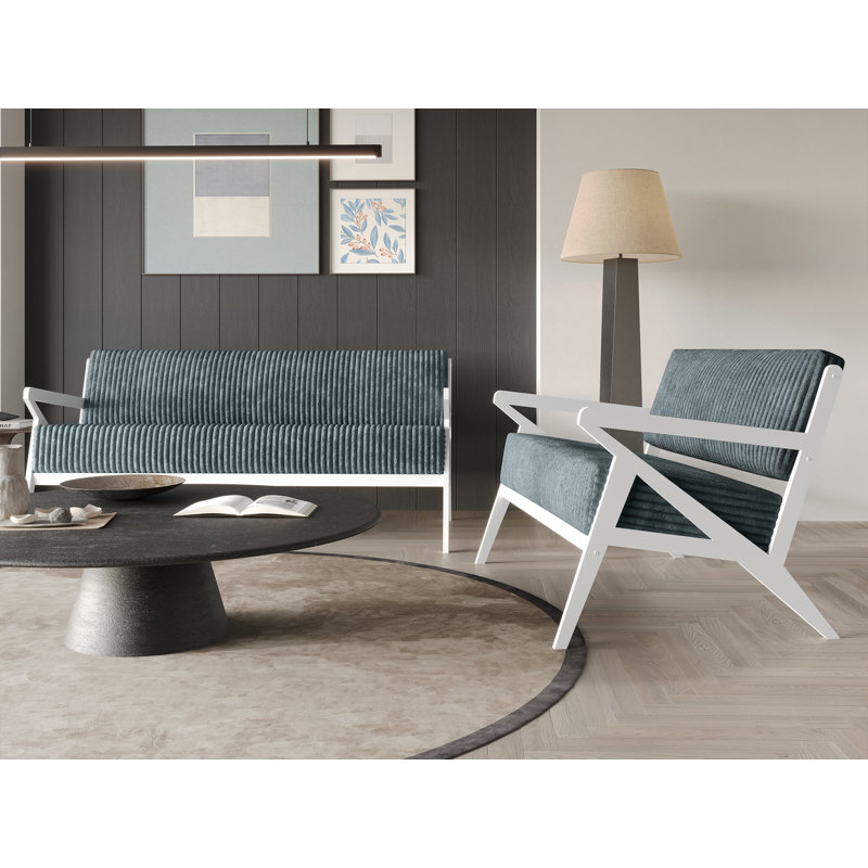 Ensemble de canapé contemporain 2 pièces Merrin, Bleu clair