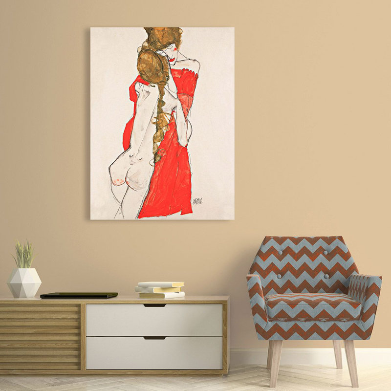 Mother And Daughter by Egon Schiele - Wrapped Canvas Painting, 120cm H x 90cm W x 4cm D