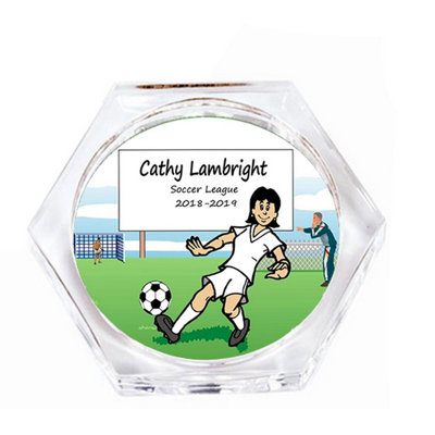 Joueur de soccer personnalisé, adulte - ensemble de cadeau de sous-verre féminin (4 sous-verres)