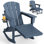 Chaise berçante pliante Adirondack avec repose-pieds rétractable, chaise berçante extérieure en PEHD toutes saisons, bois texturé avec porte-gobelet pour patios, terrasses, jardins, foyers