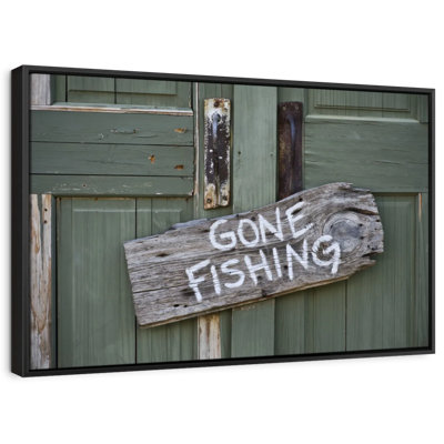Rustic Gone Fishing Sign Canvas Print