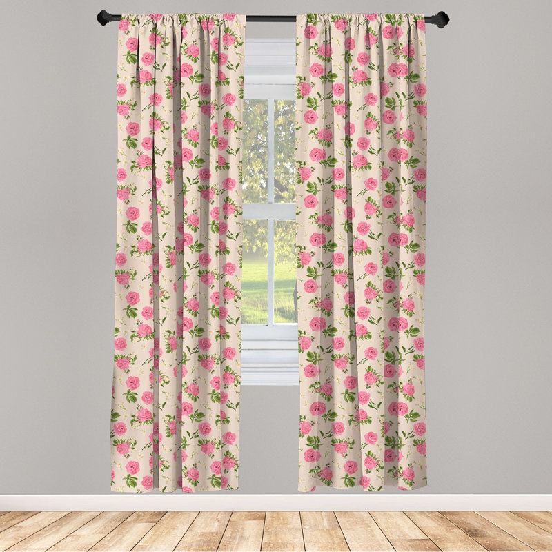 Floral Semi-Sheer Rod Pocket Curtain Panels, 28" x 95"