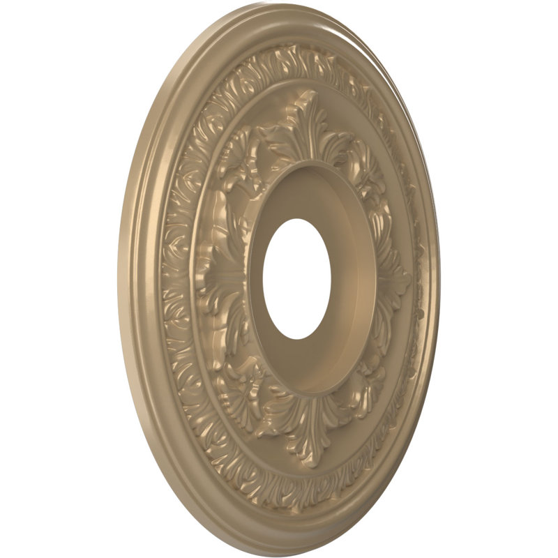 Médaillon de plafond en PVC thermoformé Baltimore, H 16 po x l 16 po x P 1 po, Brume métallique universelle Universal