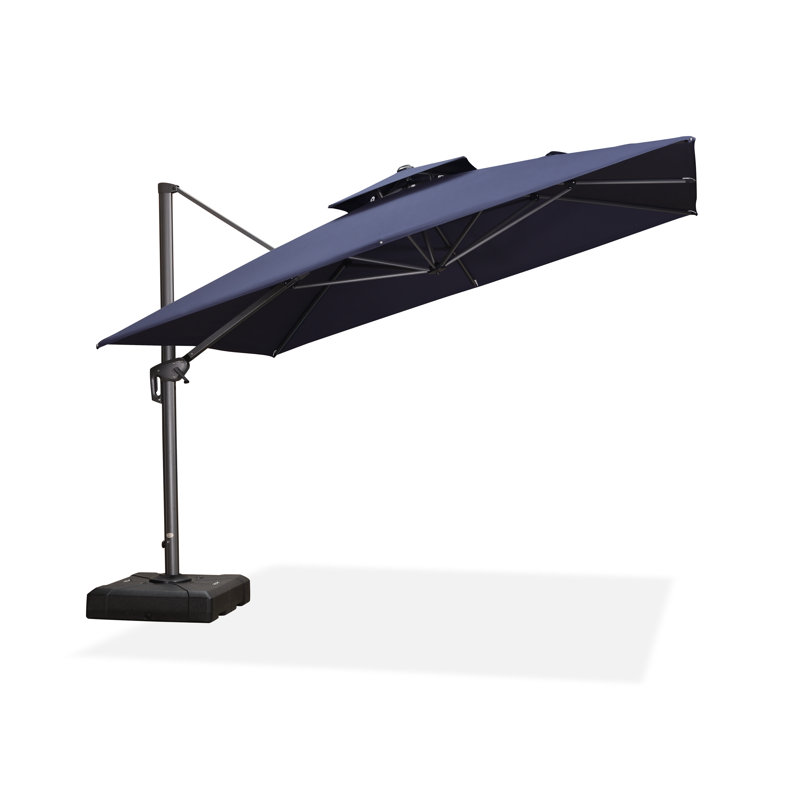 Parasol carré en porte-à-faux 11 pi Okwu, sans base, bleu marine, Bleu marine