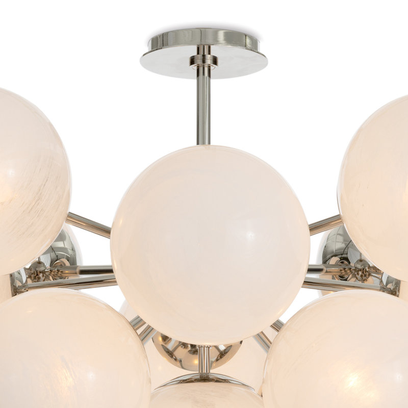 Shine 12 - Light Semi Flush Mount, Swirl Glass, Polished Nickel