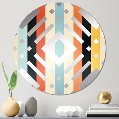 Retro Revival Striped Pattern - Diamond Decorative Mirror