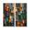 Vert et jaune mosaïque cubes pluie - art mural vert
