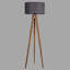Lampe sur pied industrielle scandinave, structure en bois, hauteur 60,2 po, abat-jour 17,7 po de diamètre | Douille E27, 40 W maximum, interrupteur marche / arrêt, câble de 9,8 pi | Design élégant brun et gris pour la maison et le bureau-1056455345-1056455346