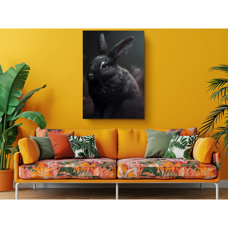 " Lucky Black Bunny ", 24" H x 16" W x 1" D