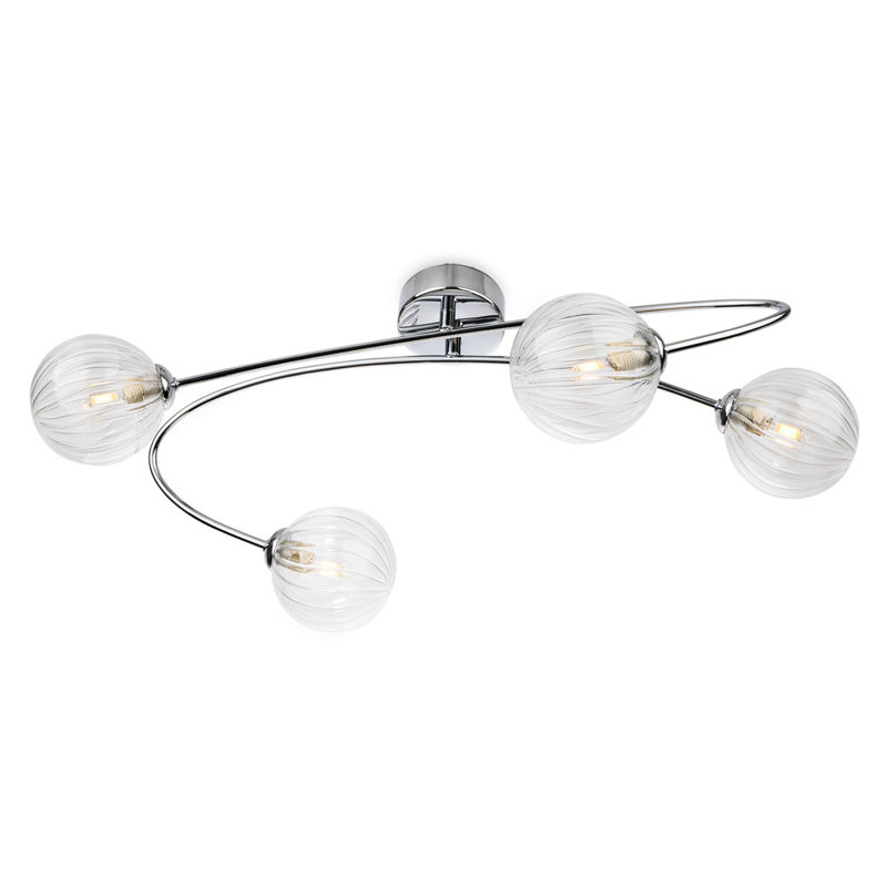 Glass Flush Mount, Chrome, 4