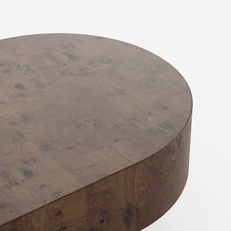 Table basse ovale moderne 43 "avec placage en bois massif, Brun