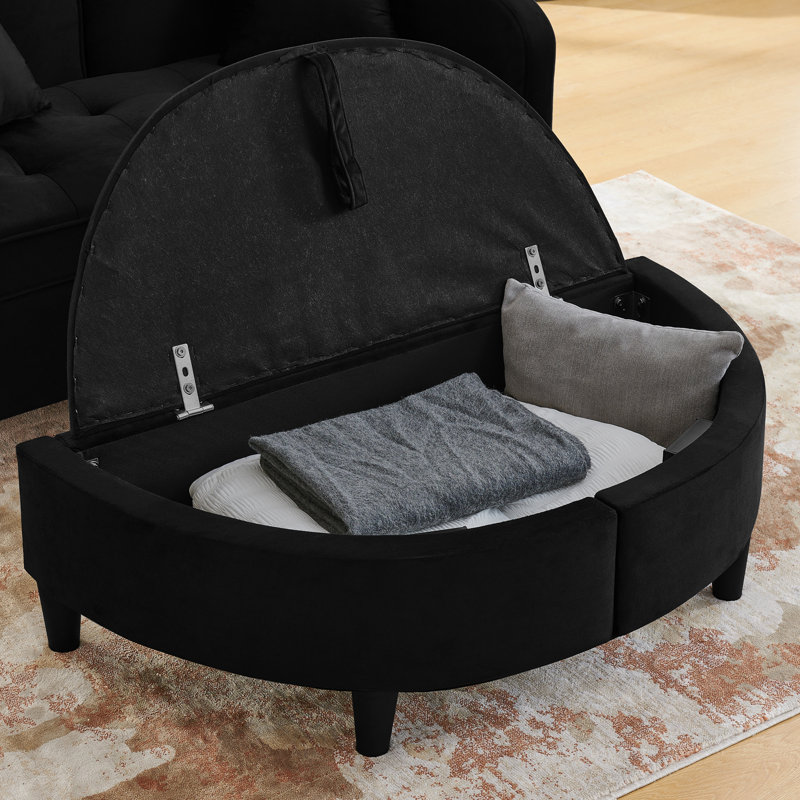 Fauteuil rembourré de 48 pouces avec port USB pour le chargement, Black Polyester