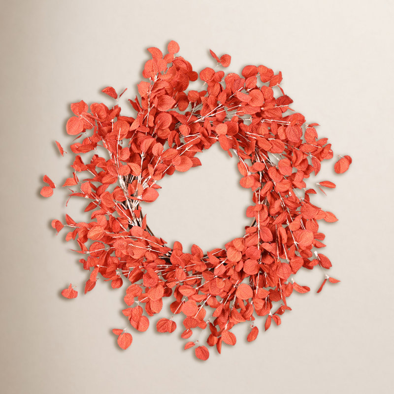 Handcrafted Faux Eucalyptus 24'' Wreath, Orange