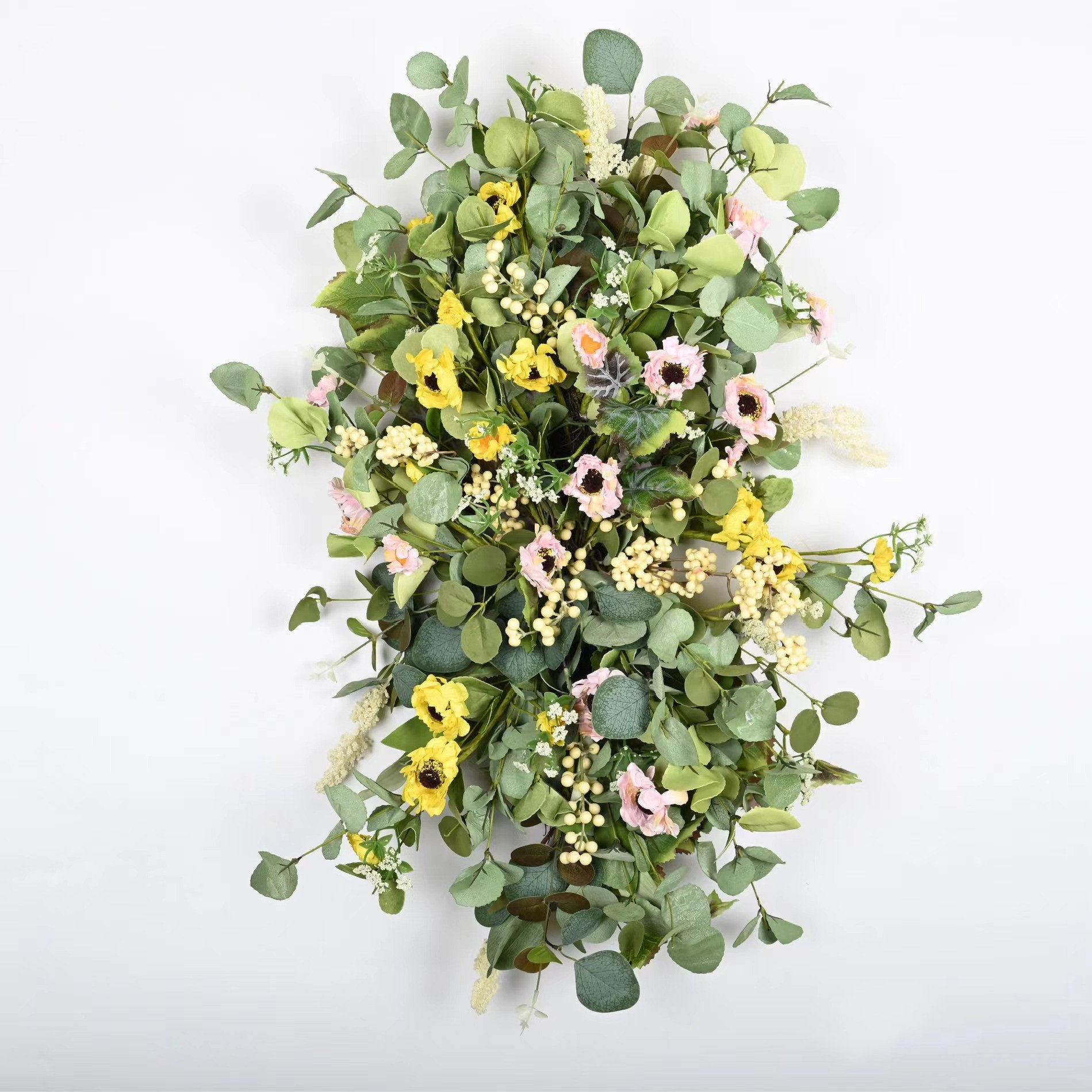 The Holiday Aisle® Faux Spring Summer Eucalyptus Berry Daisy Front Door