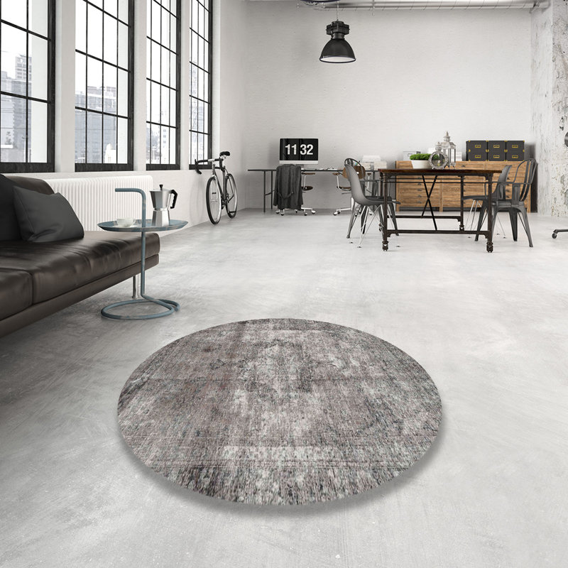 Tapis gris/beige traditionnel Monastiri, Rond 4 pi