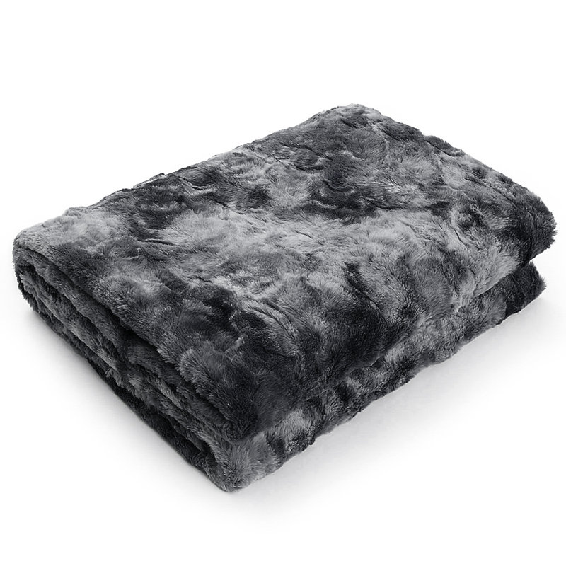 Jeté en fausse fourrure Faux Fur Throw Blanket, Noir, l 51 po x L 63 po