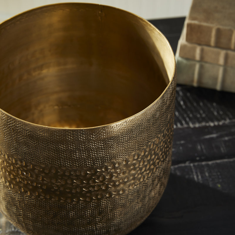 Emberlynn Metal Planter, Gold, 10" H x 11" W x 11" D
