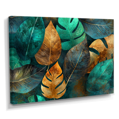 Vert et orange éthéré sérénade de feuilles II - feuilles, art mural