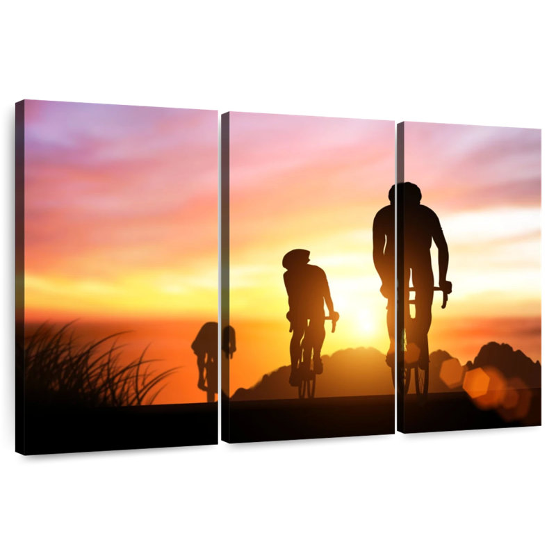 Sireci Cyclists At Sunset, 48" H x 74" W