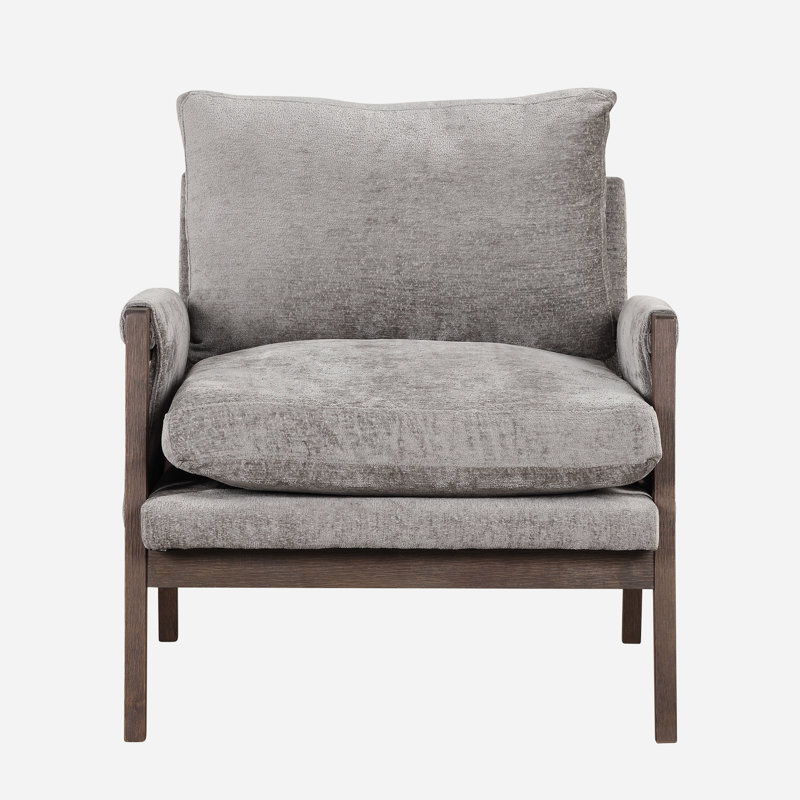 18.9'' H Velvet Upholstered Armchair, Gray