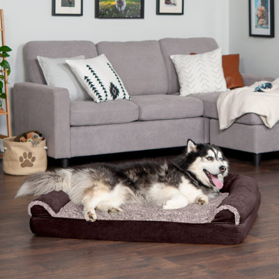 Two-Tone Faux Fur & Suede Sofa Pet Bed